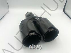 1 x BMW Gloss Black Carbon Fibre M Performance Black DOUBLE Y Exhaust Tip 63mm