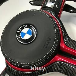 BMW 2019 M Performance F Series Carbon Fiber Steering Wheel RED/BLUE design line