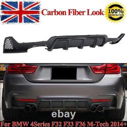 Carbon Fiber Look Rear Diffuser Quad For BMW 4Series F32 F33 F36 M Sport 2014-20