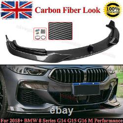 Carbon Look Front Bumper Splitter For BMW 8 Series G14 G15 G16 M Sport 2018-2022