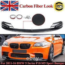 Carbon Look Front Splitter Spoiler For BMW 5Series F10 M5 Sport Bumper 2011-2016