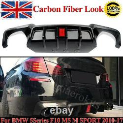 Carbon Look Rear Bumper Diffuser /W Lamp For BMW 5' F10 M5 M Performance 2010-17