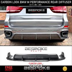 Carbon Look Rear Diffuser Lip For Bmw X5 F15 M Performance Body Kit Skirt 13-18