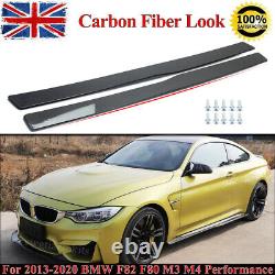 Carbon Look Rocker Panel Side Skirts Extension For BMW M3 F80 F82 M4 Performance