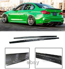 For 14-18 BMW F80 M3 Carbon Fiber Side Skirts Extension Kit Performance Style