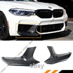 For 2018-19 BMW F90 M5 Carbon Fiber 2pc Performance Style Front Bumper Splitters
