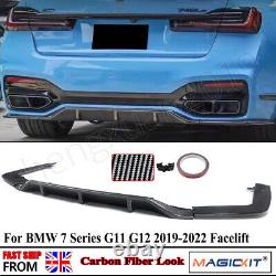 For BMW 7Series G11 G12 19+ Rear Bumper Diffuser M Performance Style Carbon Look
