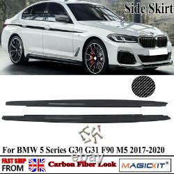 For BMW G30 G31 F90 M Sport Performance Side Skirt Extensions Blades Carbon Look