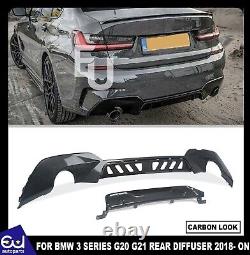 For Bmw 3 Series G20 G21 M Performance Sport Carbon Look Rear Diffuser Oem Fit