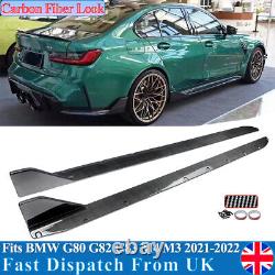 For Bmw G80 G82 G83 M3 M4 Performance Side Skirt Extension Lip Carbon Fiber Look