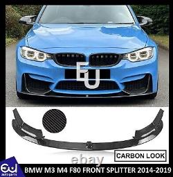 For Bmw M3 M4 F80 F82 Front Lip Splitter M Performance Style Carbon Look 14-19