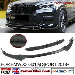 For Bmw X3 G01 X3m Carbon Fiber Look M Performance Front Lip Splitter Spoiler Uk